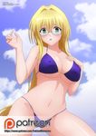  bikini blonde_hair breasts cloud day green_eyes heaven large_breasts self_upload solo swimsuit tearju_lunatique to_love-ru to_love-ru_darkness zel-sama 