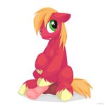  animal_genitalia animal_penis anus balls big_macintosh_(mlp) earth_pony equine equine_penis erection feral friendship_is_magic hi_res horse hoverrover looking_at_viewer male mammal my_little_pony penis pony simple_background sitting smile solo white_background 