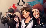  aiden_pearce alex_mercer assassin's_creed_(series) beanie crossover delsin_rowe desmond_miles genderswap genderswap_(mtf) graffiti hat hood hoodie infamous infamous_second_son multiple_girls prototype_(game) radianceria smile watch_dogs 