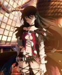  1girl artist_request bandaged_arm bandages black_choker black_hair breasts choker cleavage closed_mouth cowboy_shot highres long_hair looking_at_viewer mast medium_breasts official_art on_ship pirate_ship rope ship shorts single_vambrace solo standing tales_of_(series) tales_of_berseria thighhighs third-party_source torn_clothes torn_shorts torn_thighhighs vambraces velvet_crowe very_long_hair watercraft yellow_eyes 