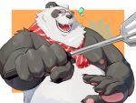4:3 absurd_res anthro bear belly chef cooking eyes_closed eyewear giant_panda glasses hi_res male mammal mihoyo moobs nipples overweight pan_yinhu pawpads reservation_art smile solo spatula tools zenless_zone_zero