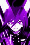  ahoge bad_id bad_twitter_id close-up danganronpa double-breasted gakuran glowing lowres male_focus new_danganronpa_v3 purple_eyes purple_hair rokuichi_(bluelamp61) saihara_shuuichi school_uniform solo 