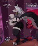 absurd_res anthro apartment areola bedroom belly big_areola big_belly big_breasts big_butt big_nipples big_tail bottomwear breasts butt canid canine canis city city_background claws clothed clothing collar cursed cursed_collar cursed_object dark_nipples demon english_text erect_nipples fart feces feces_pile female finger_claws fingerless_gloves gloves hair handwear hellaverse helluva_boss hi_res inflation long_hair looking_at_self loona_(helluva_boss) mammal mirror nipples overweight partially_clothed profanity reflection scat_inflation scatplay shorts side_view solo stirrup_legwear tail text toby_art toe_claws topwear wolf