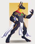  abs ancient_egypt anthro anubian_jackal anubis canine clothing deity egyptian jackal jewelry loincloth male mammal muscular simple_background solo undeadkitty13 