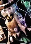  bad_id bad_pixiv_id bangs black_hat blurry bow breasts cowboy_shot depth_of_field dyolf expressionless eyeball frilled_shirt_collar frilled_sleeves frills green_eyes green_skirt hat hat_bow heart heart_of_string komeiji_koishi long_sleeves looking_at_viewer medium_breasts parted_lips shirt short_hair silver_hair skirt solo stained_glass third_eye touhou white_bow wide_sleeves yellow_shirt 