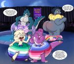 absurd_res animate_inanimate anthro big_diaper body_hair bovid butt_hair caprine clean_diaper clothed clothing dialogue diaper dinosaur dinosuar erection erection_in_diaper fence giggle group hand_holding hi_res huge_diaper huge_filesize inflatable inflatable_diaper lgbt_pride living_inflatable male mammal moon pattern_diaper pool_toy prehistoric_species pride_colors reptile ruggard saurischian scalie sheep skipper_(zoran) smallfryspy speech_bubble swimming_pool theropod tyrannosaurid tyrannosauroid tyrannosaurus tyrannosaurus_rex water wearing wearing_diaper zoran