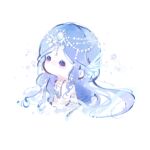  1girl bare_shoulders bead_necklace beads bikini blue_bikini blue_eyes blue_gem blue_hair bubble circlet cropped_torso fengmi_youzi_hua fins gem hair_beads hair_ornament head_fins highres infinity_nikki jewelry light_blush long_hair looking_ahead necklace nikki_(series) no_mouth shell shell_bikini sidelocks simple_background snowflakes snowy_ballad_(infinity_nikki) solid_oval_eyes solo stomach swimsuit very_long_hair wavy_hair white_background 