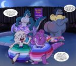 absurd_res animate_inanimate anthro big_diaper body_hair bovid butt_hair caprine clean_diaper clothed clothing dialogue diaper dinosaur dinosuar erection erection_in_diaper fence giggle group hand_holding hi_res huge_diaper huge_filesize inflatable inflatable_diaper living_inflatable male mammal pattern_diaper prehistoric_species reptile ruggard saurischian scalie sheep skipper_(zoran) smallfryspy smile speech_bubble swimming_pool theropod tyrannosaurid tyrannosauroid tyrannosaurus tyrannosaurus_rex water wearing_diaper zoran