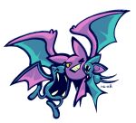  artist_name closed_eyes crobat evolutionary_line fangs golbat highres isa-ah no_humans one_eye_closed open_mouth pokemon pokemon_(creature) simple_background white_background zubat 