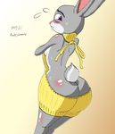  2017 blush breasts butt disney female judy_hopps lagomorph mammal punkydreamer rabbit virgin_killer_sweater zootopia 