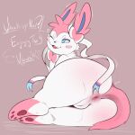 alikiwii anus backsack balls big_butt blue_eyes butt cocostinks cute_fangs dialogue ear_bow eeveelution english_text fangs femboy feral fur generation_6_pokemon genitals hi_res long_ears looking_at_viewer lying male nintendo on_side one_eye_closed perineum pink_body pink_fur pokemon pokemon_(species) presenting presenting_anus presenting_hindquarters seductive solo spread_butt spreading sylveon talking_feral teeth text white_body white_fur wide_hips wink winking_at_viewer