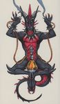  anthro collar dragon hookah horn looking_at_viewer male nude smile smoke solo spiked_collar spikes thecrazydragon traditional_media_(artwork) 