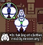 abs animated anthro anus anus_outline asriel_dreemurr bedroom big_butt blush blush_lines bouncing bouncing_bulge bouncing_butt bovid bulge butt caprine clothing dialogue_box digital_media_(artwork) eyes_closed femboy front_view goat hands_behind_back huge_butt huge_hips huge_thighs hyper hyper_butt hyper_hips joestarjorik low_res male mammal mostly_nude nipples nude pixel_(artwork) pixel_animation portrait puffy_anus rear_view small_bulge solo standing thick_thighs thong undertale undertale_(series) underwear wide_hips