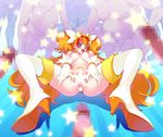  1girl 6+boys :d amanogawa_kirara anus ass bangs blonde_pubic_hair blunt_bangs boots breasts censored cure_twinkle from_below gloves go!_princess_precure long_hair looking_at_viewer looking_down multiple_boys multiple_penises nipples nude open_mouth orange_hair penis pov precure pubic_hair pussy_juice solo_focus spread_pussy star_censor thigh_boots twintails very_long_hair white_boots white_gloves 