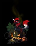  anthro black_background canine clothed clothing female food fox fruit garter looking_at_viewer mammal pumpkin simple_background solo thecrazydragon wide_hips 