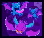  black_border border colored_sclera crobat esmemarion evolutionary_line fangs golbat no_humans one_eye_closed open_mouth outside_border pokemon pokemon_(creature) red_eyes tongue tongue_out yellow_sclera zubat 