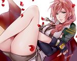  breasts cape final_fantasy final_fantasy_xiii fingerless_gloves gloves green_eyes large_breasts lightning_farron long_hair looking_at_viewer miniskirt pink_hair skirt solo tama_(tmfy5) 