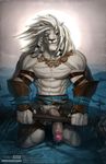 2017 ajani_goldmane anthro avoid_posting erection feline front_view lion looking_at_viewer magic_the_gathering male mammal moon smile solo todex 
