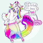 1:1 adversarial_noise ambiguous_gender angel anthro black_nose blue_outline blue_tongue bodily_fluids bottomwear candy choker chromatic_aberration clothed clothing cloud demon dessert dialogue digital_drawing_(artwork) digital_media_(artwork) dot_nose drooling english_text eyebrows eyelashes eyes_closed fangs feathered_wings feathers featureless_crotch feet felid feline fishnet_clothing fishnet_legwear fishnet_thigh_highs food food_creature freckled_face freckled_hips freckled_shoulders freckles full-length_portrait green_tongue greeting grey_background gummy_(food) gummy_creature gummy_worm hair handpaw hands_together handwritten_text heart_(marking) heart_symbol hi_res hindpaw hip_wings horn hybrid jagged_mouth jewelry lagomorph legwear leporid living_candy long_tail long_tongue mammal markings multicolored_body multicolored_bottomwear multicolored_choker multicolored_clothing multicolored_feathers multicolored_hair multicolored_jewelry multicolored_legwear multicolored_necklace multicolored_pawpads multicolored_tail multicolored_thigh_highs multicolored_tongue necklace open_mouth orange_heart orange_pawpads outline pawpads paws pink_eyebrows pink_heart pink_horn pink_pawpads plentyofsoup portrait purple_mouth purple_pawpads purple_tongue rabbit rainbow_body rainbow_choker rainbow_clothing rainbow_feathers rainbow_freckles rainbow_jewelry rainbow_legwear rainbow_necklace rainbow_symbol rainbow_tail rainbow_thigh_highs rainbow_wings saliva simple_background smile smiley_face solo speech_bubble tail tail_mouth teeth text thigh_highs tongue tongue_out toto_(plentyofsoup) unusual_anatomy unusual_tail unusual_wing_placement white_arms white_body white_chest white_face white_feathers white_hair white_legs white_neck white_paws white_wings wings x_eyes