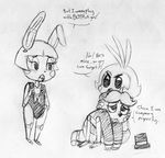  2015 animatronic anthro avian bear bird black_and_white buckteeth chicken dialogue english_text female five_nights_at_freddy&#039;s five_nights_at_freddy&#039;s_2 group hat inkyfrog lagomorph machine male mammal monochrome on_lap rabbit robot simple_background sitting standing teeth text top_hat toy_bonnie_(fnaf) toy_chica_(fnaf) toy_freddy_(fnaf) traditional_media_(artwork) video_games white_background 