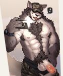 abs anthro armpit_hair armpit_tuft aroused aroused_male balls barazoku baseball_cap beard belly_hair biceps big_muscles big_pecs black_armpit_hair black_beard black_body black_chest_hair black_clothing black_facial_hair black_fur black_pubes black_sideburns black_underwear body_hair bottomwear bottomwear_around_legs bottomwear_down camera camo camo_bottomwear camo_clothing camo_hat camo_headgear camo_headwear camo_pants camo_print canid canine canis chest_hair chest_tuft clock clothed clothing clothing_around_legs dick_pic erection facial_hair flirting flirting_with_viewer fur genitals green_bottomwear green_clothing green_hat green_headwear green_pants grey_body grey_fur happy_trail hat headgear headwear hi_res holding_camera holding_object inviting inviting_to_sex inviting_viewer male mammal manly muscular muscular_anthro muscular_arms muscular_male muscular_thighs nipples offering_sex offering_to_viewer pants pants_around_legs pants_down partially_clothed pattern_bottomwear pattern_clothing pattern_hat pattern_headgear pattern_headwear pattern_pants pecs penis pose presenting presenting_body presenting_pecs presenting_penis pubes seducing_viewer seductive selfie selfie_pose showing_off_muscles sideburns solo standing stardog taking_picture taking_selfie thick_arms thick_thighs topless topless_anthro topless_male tuft underwear vein veiny_penis watch white_body white_fur wolf wristwatch