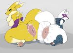  anus areola big_butt breasts butt claws cum cum_on_anus cum_on_butt digimon female fur gaping gaping_anus hyper hyper_anus neck_tuft nude pawpads presenting presenting_anus puffy_anus renamon strikeanywhere thick_thighs tuft white_fur yellow_fur 