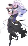  alpha_transparency antenna_hair black_legwear blood bloody_clothes full_body garter_straps injury japanese_clothes katana lavender_hair long_hair low-tied_long_hair male_focus namaniku_atk official_art pelvic_curtain red_eyes sandals sengo_muramasa_(touken_ranbu) sheath smile solo sword tabi thighhighs torn_clothes touken_ranbu transparent_background weapon 