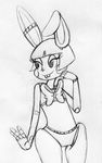  2015 animatronic anthro black_and_white bow_tie buckteeth five_nights_at_freddy&#039;s five_nights_at_freddy&#039;s_2 inkyfrog lagomorph machine male mammal monochrome rabbit robot simple_background smile solo teeth toy_bonnie_(fnaf) traditional_media_(artwork) video_games white_background 