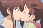  2girls animated animated_gif brown_hair eyes_closed hair_ornament incest kiss kissxsis multiple_girls siblings sisters suminoe_ako suminoe_riko tongue twins yuri 