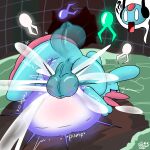 absurd_res ambiguous_gender anus backsack ball_slap balls big_balls big_penis bodily_fluids bouncing_balls bulge cheek_fins cum cum_inflation cum_inside dstitan duo feral genital_fluids genitals glowing hi_res inflation interrobang living_condom long_penis looks_to_the_moon_(rain_world) male male/ambiguous motion_blur motion_lines narrowed_eyes neuron_fly onomatopoeia penis precum rain_world rivulet_(rain_world) sex shaded shocked size_difference slap slugcat sound_effects stretchy sweat text vein veiny_penis videocult water wet y_anus
