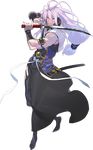  alpha_transparency antenna_hair black_legwear full_body garter_straps japanese_clothes katana lavender_hair long_hair low-tied_long_hair male_focus namaniku_atk official_art red_eyes sandals sengo_muramasa_(touken_ranbu) sheath smile solo sword tabi thighhighs touken_ranbu transparent_background weapon 