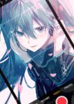  bare_shoulders bent_over blush cherry_blossoms commentary_request detached_sleeves green_eyes green_hair hand_on_own_ear hatsune_miku highres light_smile microphone natsusankinka07 sleeveless viewfinder vocaloid 