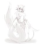  big_breasts black_sclera breasts female fluff_snake fluffy fluffy_tail fur hi_res horn humanoid hybrid lamia long_tail monochrome nipples nude pointy_ears pussy reptile scales scalie shenti simple_background sketch slit_pupils snake solo sub-res touch_fluffy_tail white_background 