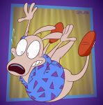 alternate_version_at_paywall anthro bottomless clothed clothing falling footwear fur gavanzude hi_res macropod male mammal marsupial nickelodeon rocko's_modern_life rocko_rama shirt shoes solo tail tan_body tan_fur teeth topwear wallaby