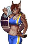  anthro breasts clothed clothing ear_piercing feline female jewelry mammal necklace piercing porin solo standing thick_thighs 
