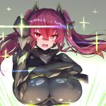  1girl absurdres bodysuit check_six_(natsukaze_shigure) commentary_request covered_nipples genderswap genderswap_(mtf) henshin henshin_pose highres impossible_bodysuit impossible_clothes impossible_leotard leotard long_hair magical_girl natsukaze_shigure original red_eyes red_hair skin_tight solo twintails 