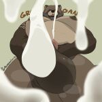 2026 animal_genitalia animal_penis anthro areola ball_grab balls barazoku beard belly biceps big_balls big_muscles bodily_fluids bukkake canid canine claws cum cum_on_viewer cumshot ejaculation english_text eyes_closed facial_hair fur genital_fluids genitals groan hi_res huge_balls huge_muscles leaf leaf_in_mouth low-angle_view male mammal mature_anthro mature_male melancholiclion musclegut muscular muscular_anthro muscular_male musk musk_cloud musky_balls navel nipples nude onomatopoeia orgasm overweight overweight_anthro overweight_male pecs penis penis_tip raccoon_dog saggy_balls signature simple_background solo sound_effects standing tan_background tanuki tattoo text thick_arms thick_thighs tuft uneven_balls ushitaro_(melancholiclion)