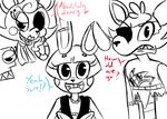  &lt;3 2015 2_heads animatronic anthro buckteeth canine dialogue english_text exposed_endoskeleton eye_patch eyewear female five_nights_at_freddy&#039;s five_nights_at_freddy&#039;s_2 fox foxy_(fnaf) group inkyfrog lagomorph looking_at_viewer machine male mammal mangle_(fnaf) multi_head open_mouth open_smile rabbit restricted_palette robot simple_background smile talking_to_viewer teeth text toy_bonnie_(fnaf) video_games white_background 