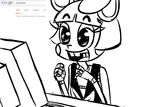  2015 animatronic anthro black_and_white buckteeth computer five_nights_at_freddy&#039;s five_nights_at_freddy&#039;s_2 google happy inkyfrog lagomorph machine male mammal monochrome open_mouth open_smile rabbit robot simple_background smile solo teeth toy_bonnie_(fnaf) video_games white_background 