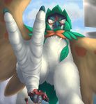  ambiguous_gender anthro avian barefoot bartucthebloody bird black_fur city day decidueye duo feathered_wings feathers feet feline fur incineroar looming low-angle_view macro mammal nintendo owl perspective pok&eacute;mon pseudo_clothing red_fur size_difference solo_focus standing stomping video_games wings 