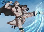  anthro armpit_hair armpits canine clothing fur horkeukamui loincloth male mammal scar shade_the_wolf simple_background solo tokyo_afterschool_summoners wolf 