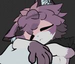 2026 3d_(artwork) 5_fingers :3 anthro big_ears big_tail black_body black_fur blue_body blue_fur blue_nose blue_tail cel_shading checkered checkered_background cheek_tuft chest_tuft claws close-up colored cute_fangs digital_media_(artwork) digitigrade domestic_cat ear_tuft eyelashes eyes_closed facial_tuft fangs felid feline felis fingers fluffy fluffy_ears fluffy_tail fur hair hand_on_tail head_on_tail head_tuft hi_res inner_ear_fluff male mammal mouth_closed multicolored_body multicolored_fur multicolored_hair multicolored_tail neck_tuft outline pattern_background pink_body pink_fur pink_hair pose purple_body purple_fur purple_hair qatto_(qin) qin raised_arm resting shaded simple_background size_difference skinny sleeping small_nose smaller_male smile solo tail teeth tired tired_eyes tuft white_body white_fur white_hair