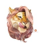  dobe feline female fur green_eyes hair long_hair looking_at_viewer mammal mei_chengse pink_hair stripes tiger whiskers 