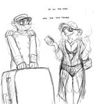  anthro big_breasts black_and_white boss_lamb_(hladilnik) breasts caprine cigarette cleavage clothed clothing dialogue duo english_text eyewear female ferret hat hladilnik male mammal money monochrome mustelid purse sheep smile suitcase sunglasses sweat text 