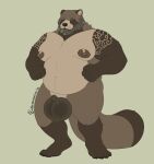 2026 animal_genitalia anthro areola balls barazoku beard belly biceps big_balls big_muscles canid canine claws facial_hair fully_sheathed fur genitals hi_res huge_balls huge_muscles leaf leaf_in_mouth looking_at_viewer male mammal mature_anthro mature_male melancholiclion musclegut muscular muscular_anthro muscular_male navel nipples nude overweight overweight_anthro overweight_male pecs raccoon_dog scrotum_flap sheath signature simple_background solo standing tan_background tanuki tattoo thick_arms thick_thighs tuft ushitaro_(melancholiclion)