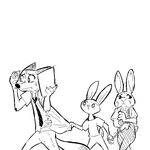  anthro canine clothed clothing dipstick_ears dipstick_tail disney duo female fox fur handcuffs judy_hopps lagomorph male mammal multicolored_tail nick_wilde rabbit replytoanons shackles simple_background size_difference sweat torn_clothing white_background zootopia 