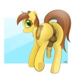  2017 absurd_res animal_genitalia animal_penis balls banana_stem braddo butt cutie_mark earth_pony equine equine_penis fan_character feral green_eyes hair herm hi_res hooves horse intersex looking_at_viewer mammal my_little_pony penis pony pussy smile solo underhoof 