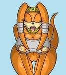  anthro bandage belly big_breasts breasts canastus clothing crown cum dreadlocks echidna eyelashes eyes_closed female jewelry mammal monotreme nipples nude open_mouth pussy solo sonic_(series) tiara tikal_the_echidna tongue tongue_out torn_clothing 