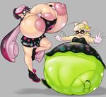 big_breasts breast_expansion breasts callie_(splatoon) cephalopod clothed clothing duo ear_piercing female huge_breasts inflation inkling marie_(splatoon) marine milkybody nintendo partially_clothed piercing splatoon squid squid_sisters_(splatoon) torn_clothing video_games 