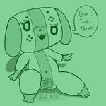  anthro canine cervix clitoris dialogue dog female ice_cube mammal nintendo nintendo_switch nude open_mouth presenting puddle pussy simple_background slightly_chubby solo switch_dog unknown_artist video_games 